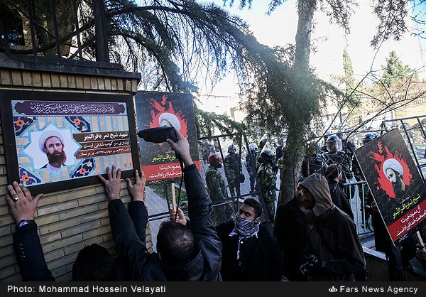 Basijis installing Sheikh Nimr street name sign in Tehran (34)