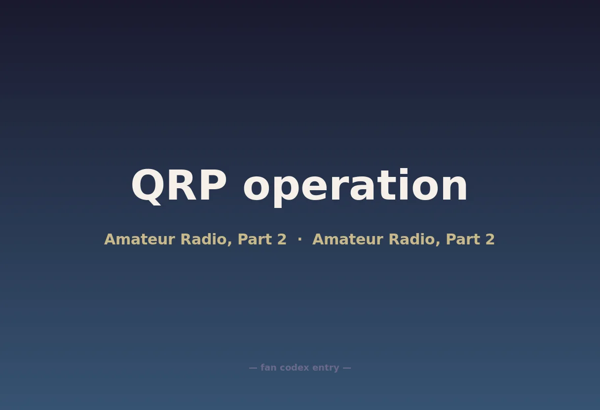 QRP operation