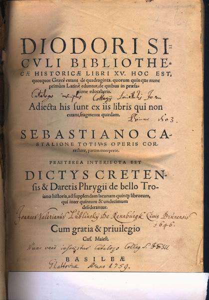 Diodorus Siculus Bibliotheca historica 1559 Basel