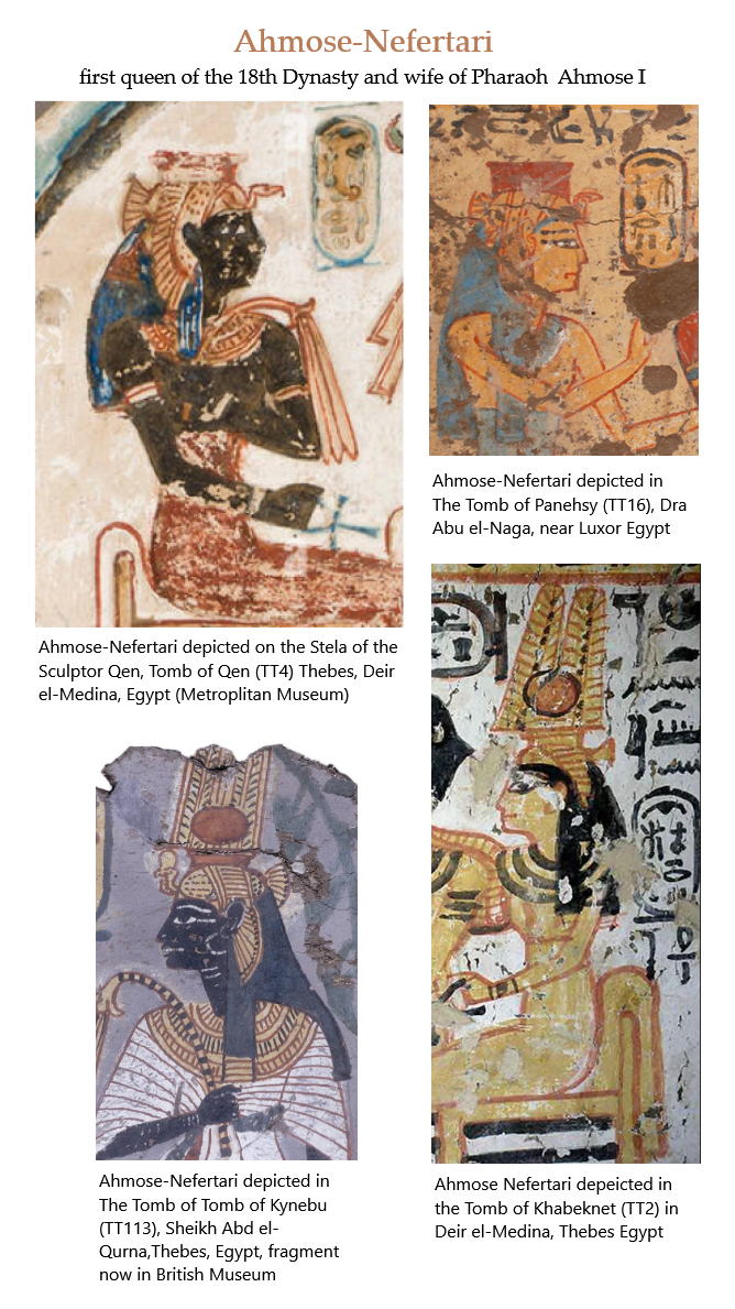 Ahmose-Nefertari 4 depictions from various Tombs