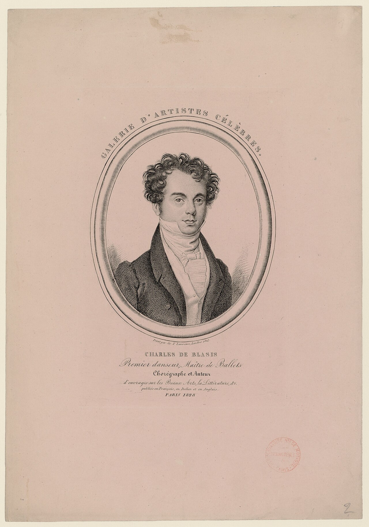 Carlo Blasis - d'après le portrait par Sir Thomas Lawrence (Londres, 1827). - btv1b8415855m