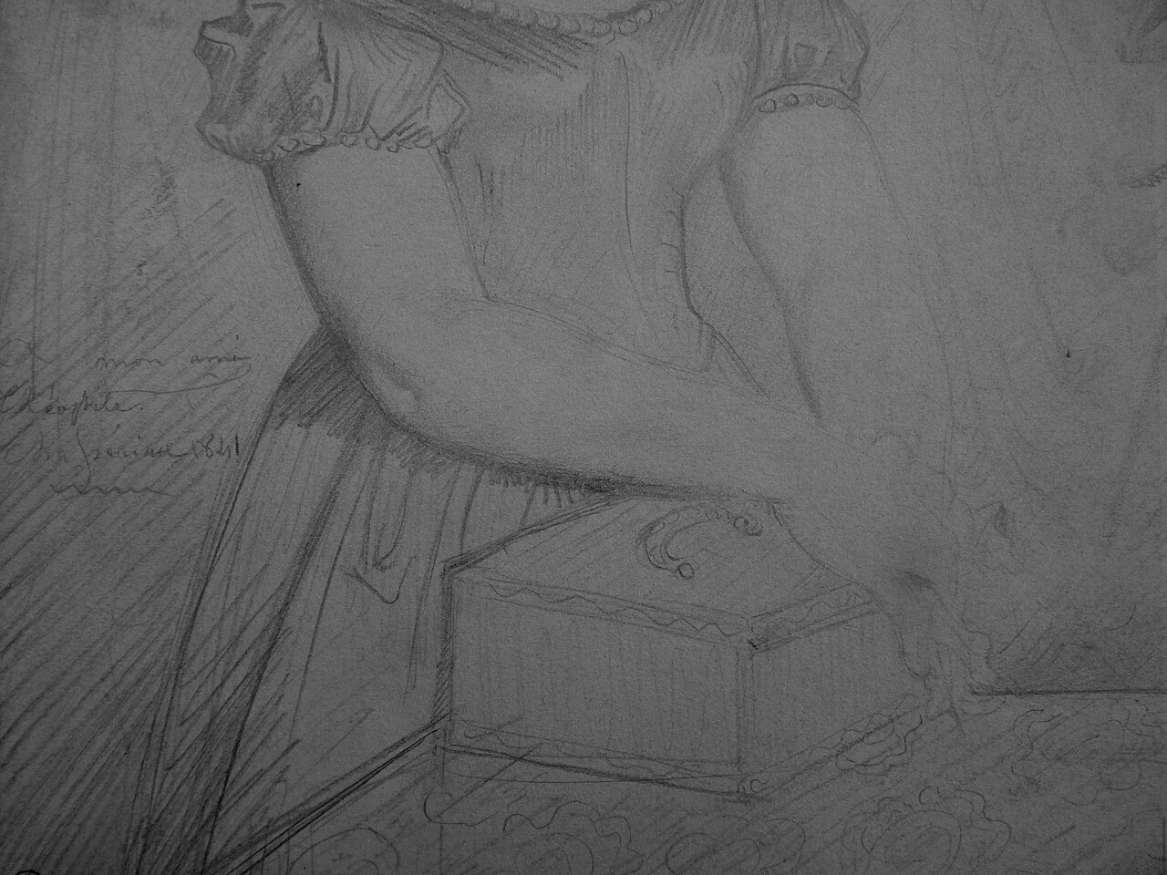 CHASSERIAU Théodore,1841 - Portrait de Carlotta Grisi - drawing (dessin, disegno) - Detail 4