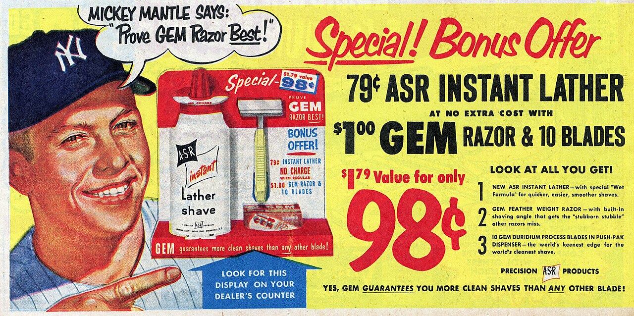 Gem Razor Ad with Mickey Mantle