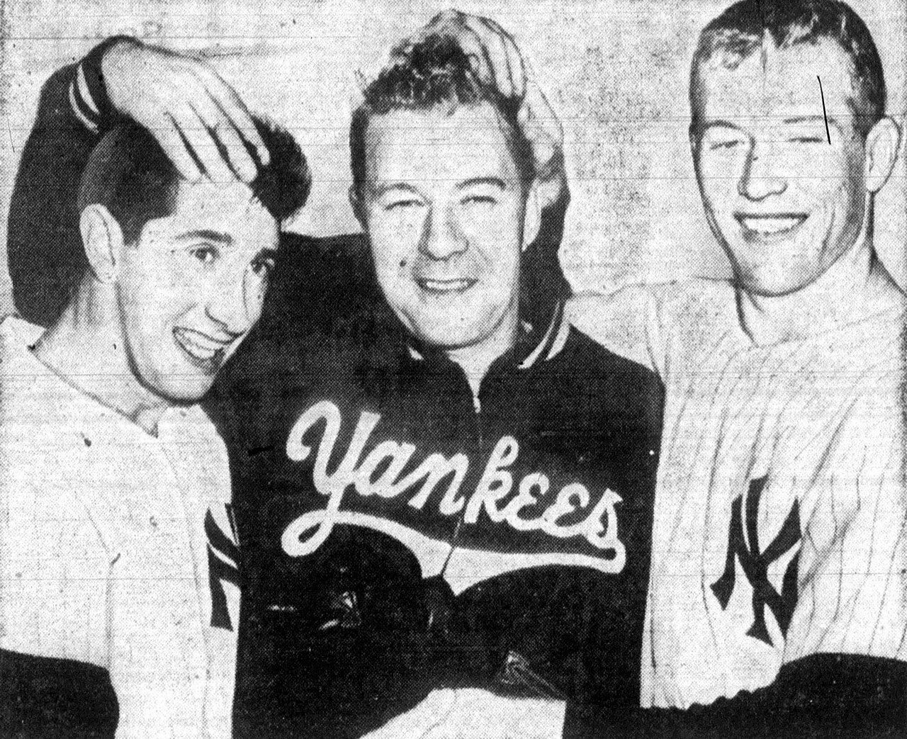 Billy Martin, Eddie Lopat and Mickey Mantle 1953 World Series