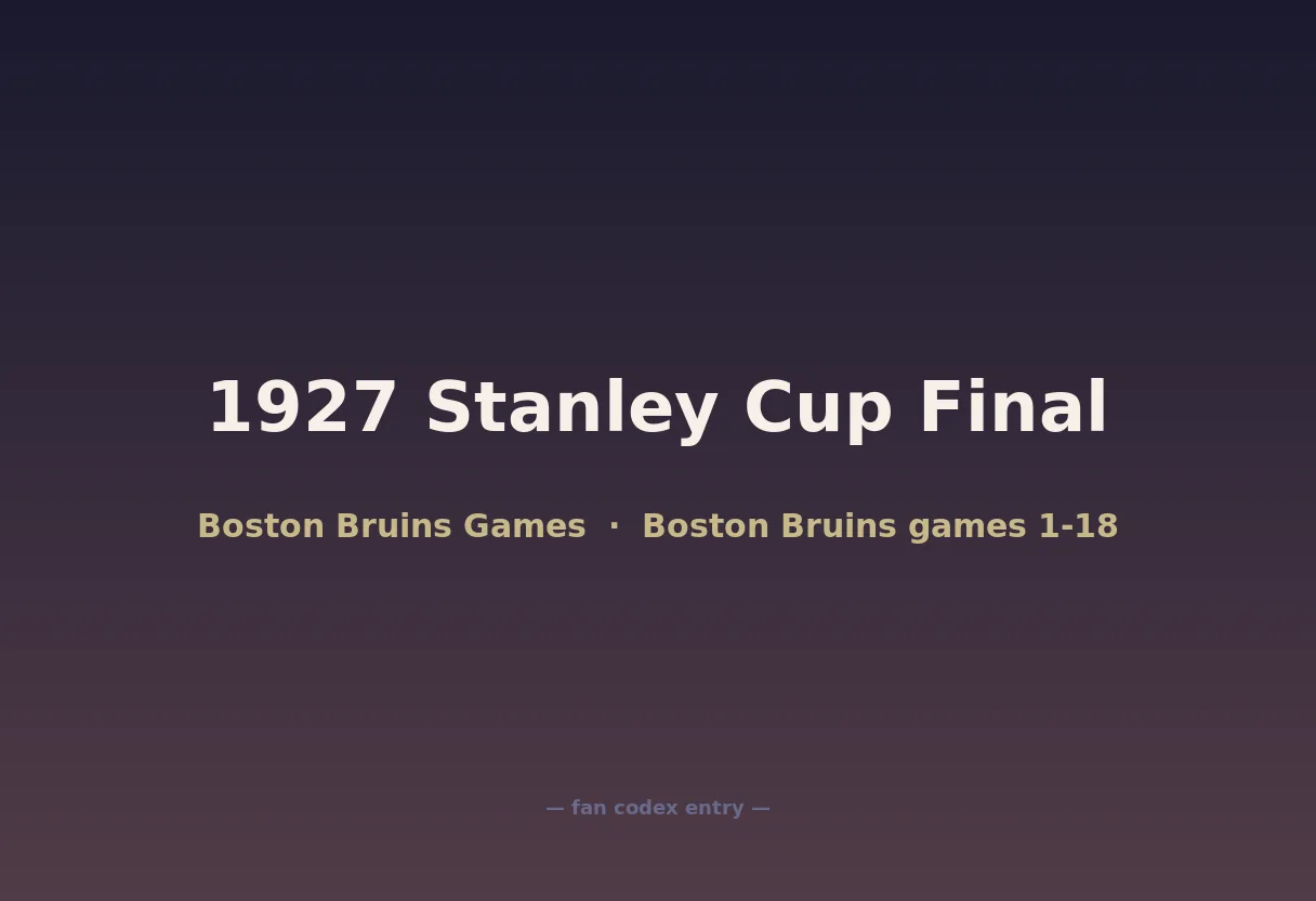 1927 Stanley Cup Final