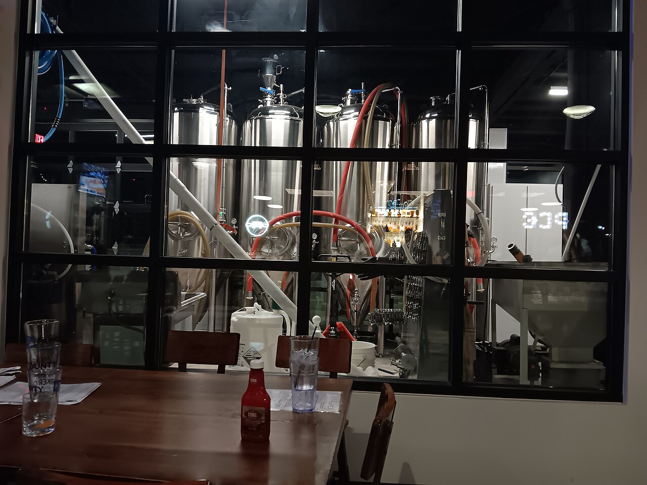 Beer brewing equipment at Parker County Brewing Company.