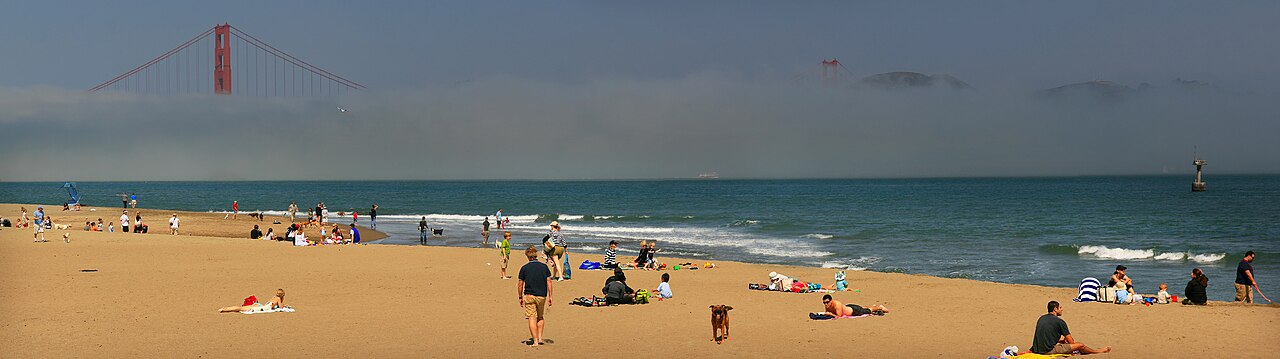 Crissy Field beach and Golden Gate Bridge