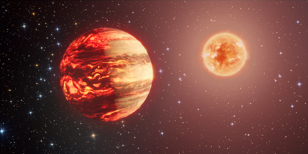 Artist impression of a brown dwarf orbiting close to a bright star pillars