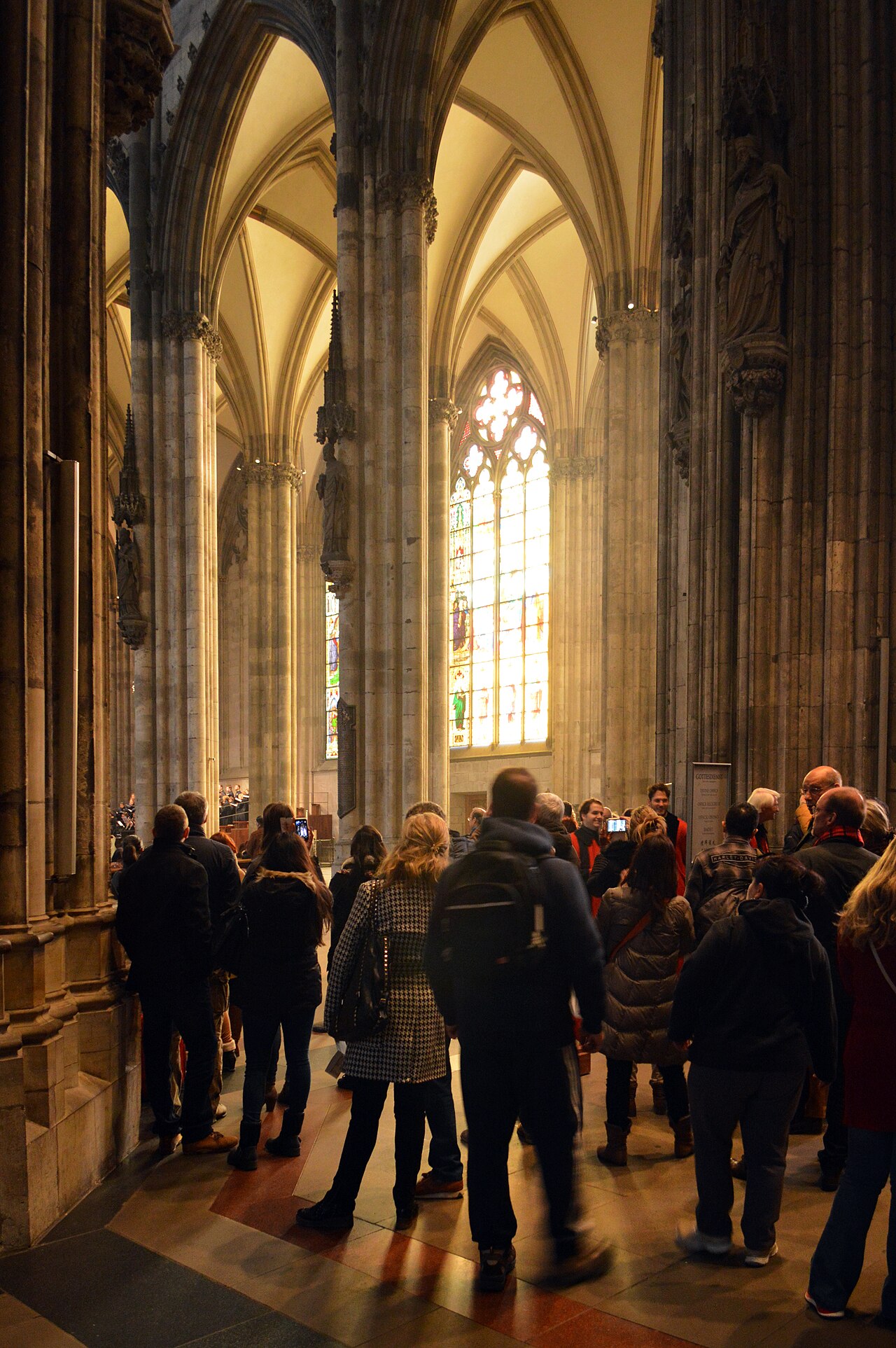 Back-lit tourists inside Cologne Cathedral, Cologne, 2014
