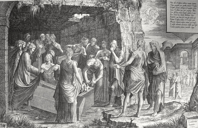 Bowyer Bible print 5449 Christ raises Lazarus John 11 44 Suanius
