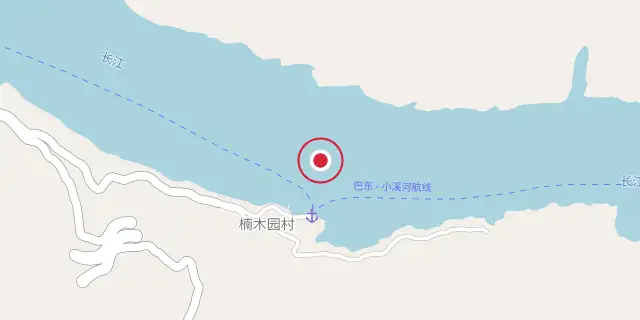 Street map of the area around Three Gorges; the red dot marks 31°01′05″N 110°13′44″E