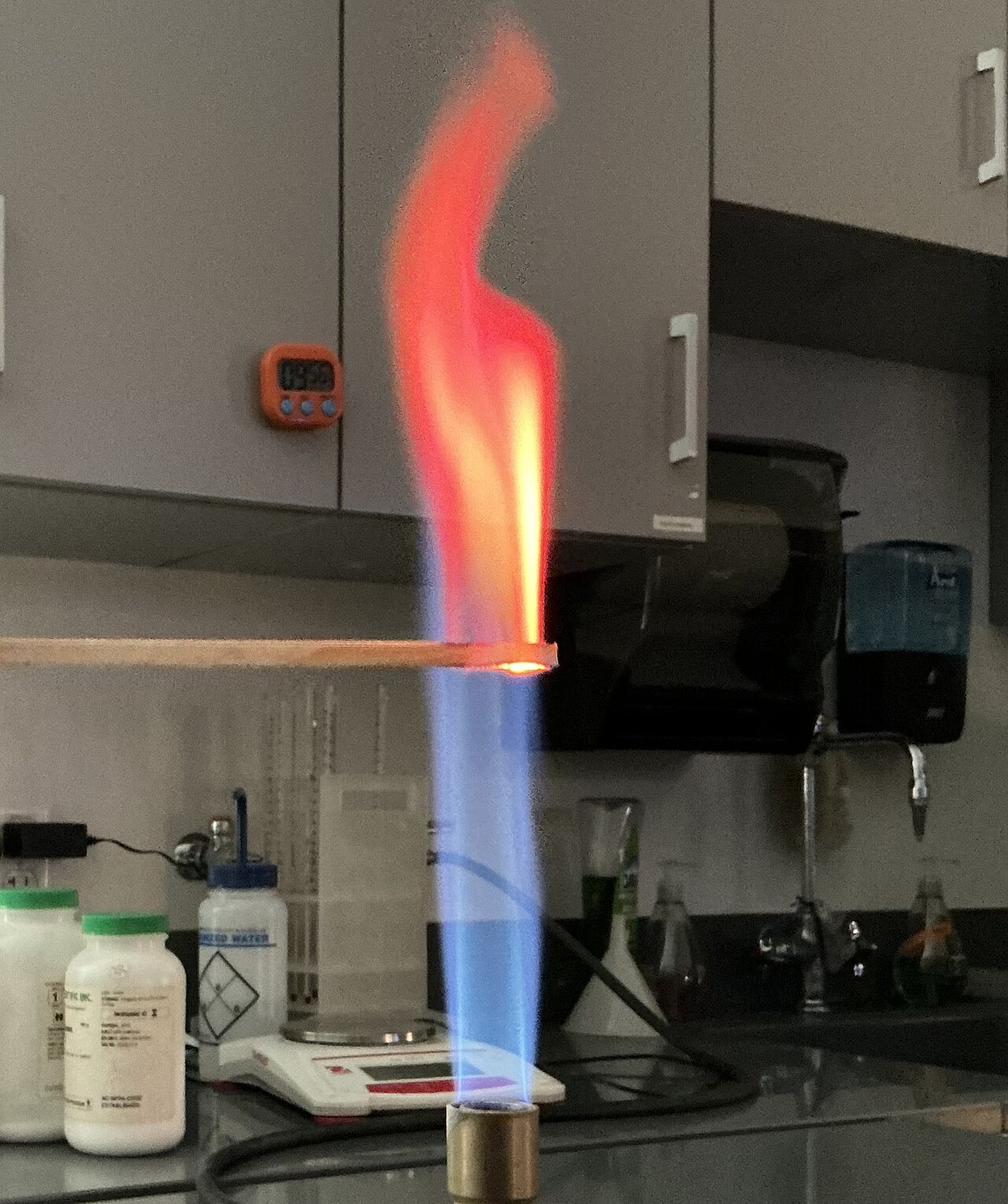 Red Flame Produced by Burning Strontium Chloride