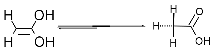 1,1-ethenediol-ethanoic acid tautomerism