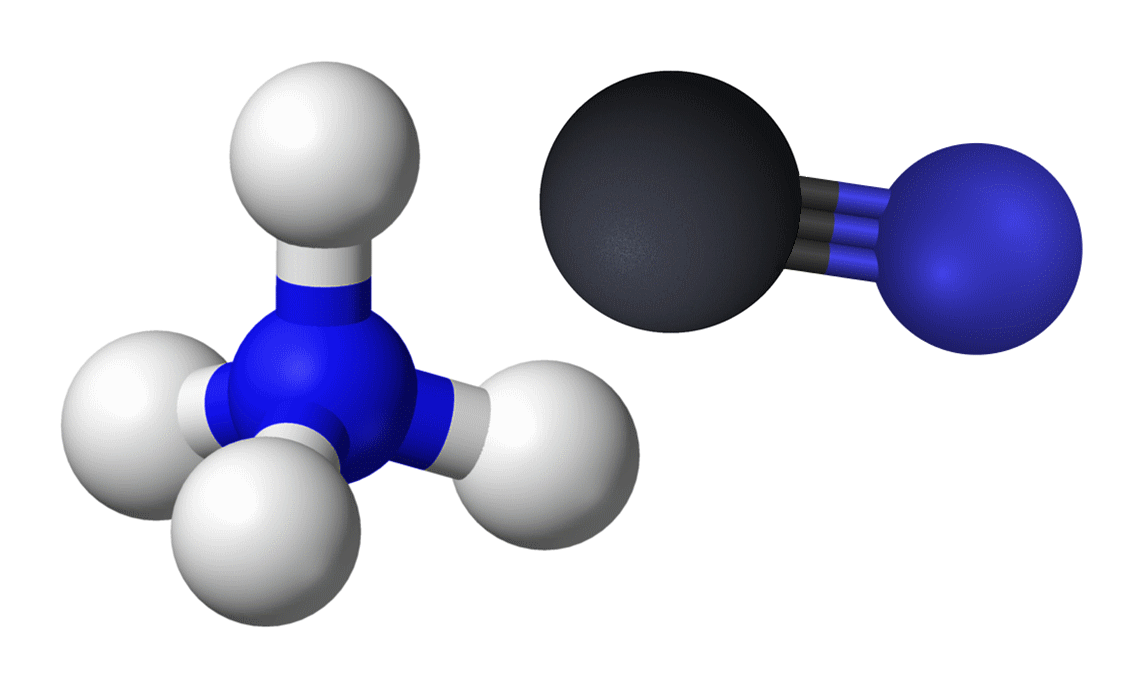 Ammonium cyanide 3D balls ionic