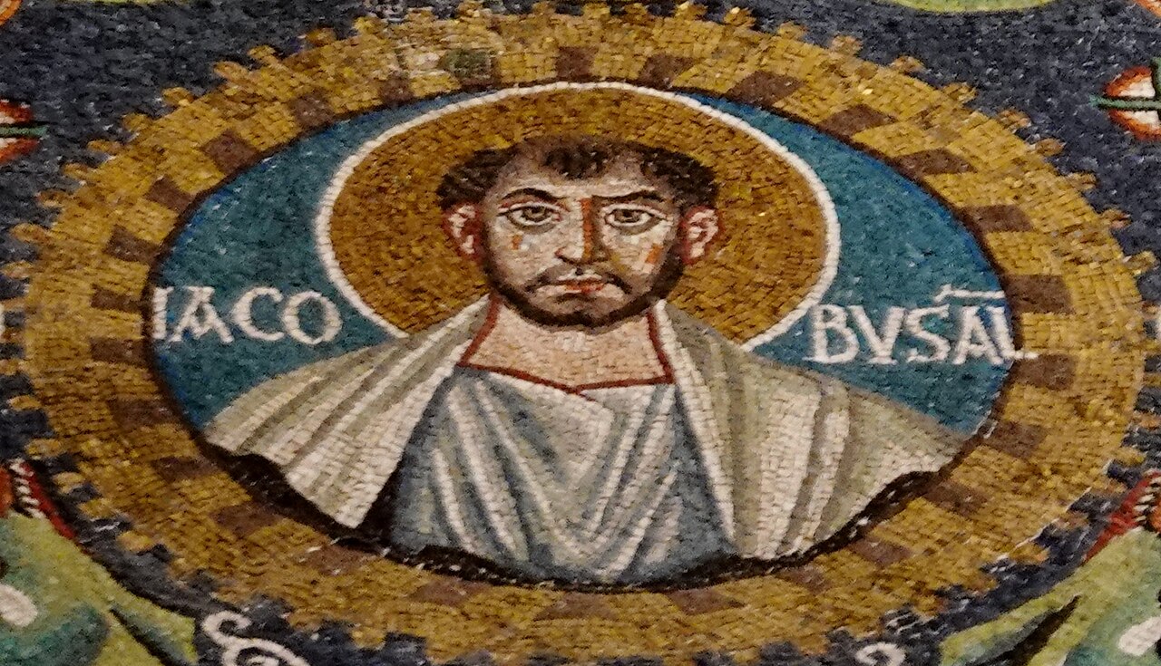 James, son of Alphaeus, the Apostle. Detail of the mosaic in the Basilica of San Vitale. Ravena, Italy