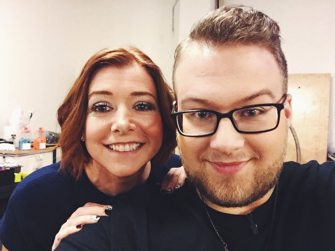 Magician Kyle Marlett backstage with Alyson Hannigan at The CW's Penn & Teller Fool Us