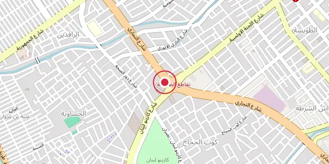 Street map of the area around Basra; the red dot marks 30°30′54″N 47°48′36″E