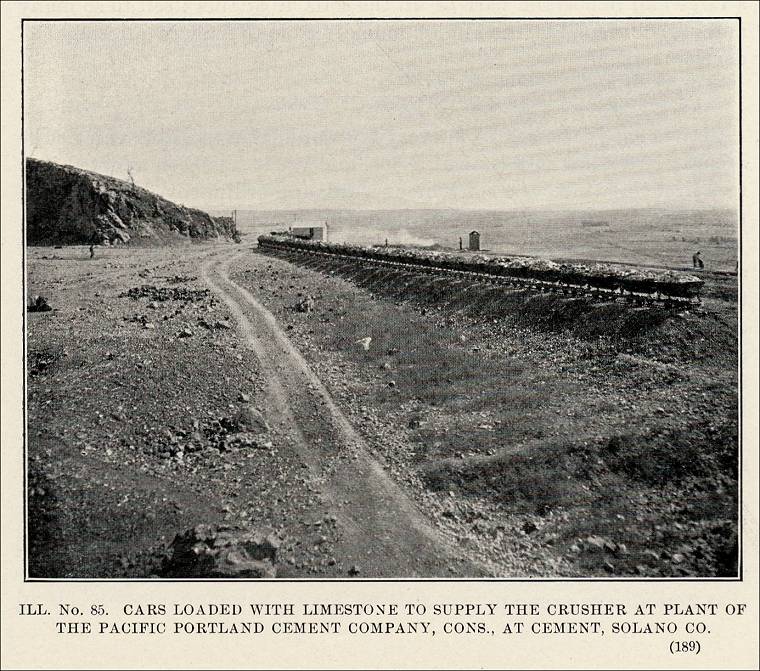 Cars loaded with Limestone at Cement California
