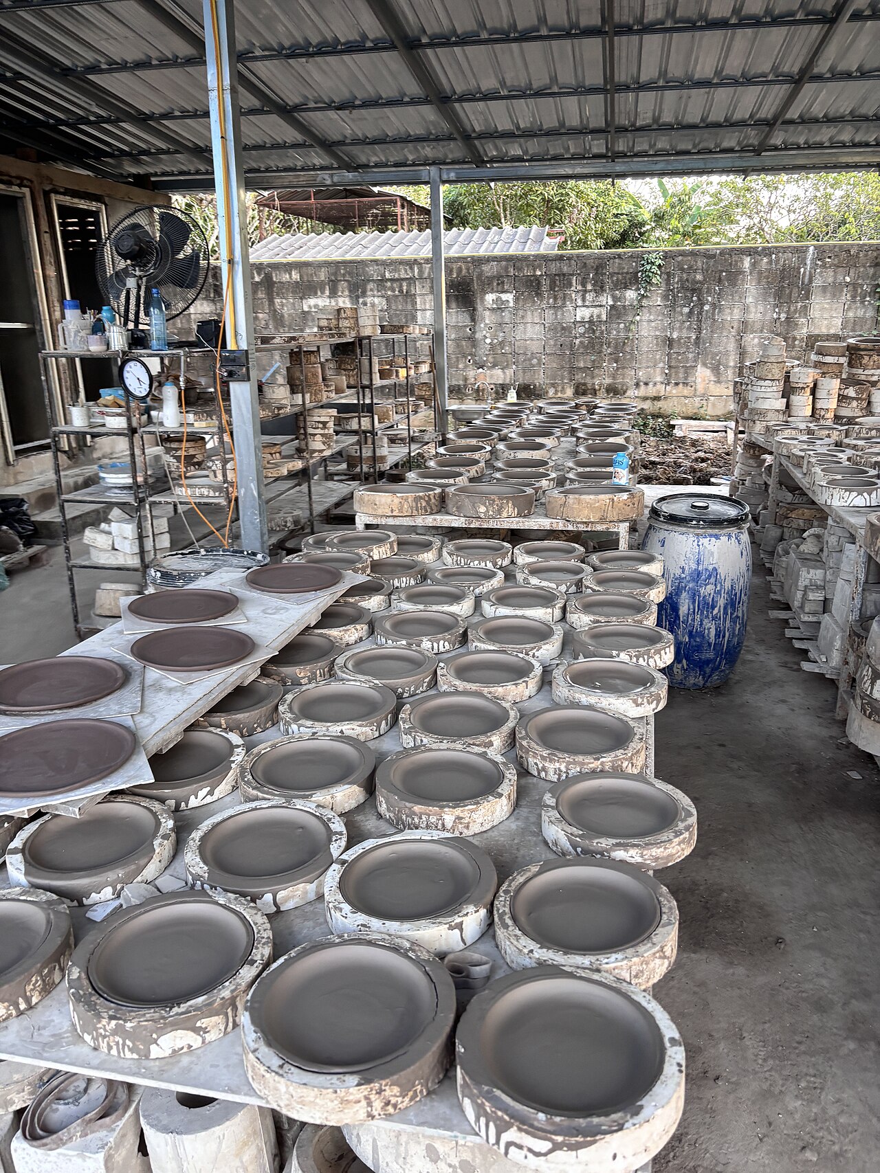 Ceramic production molds in a ceramics workshop in Chiang Mai, Thailand
