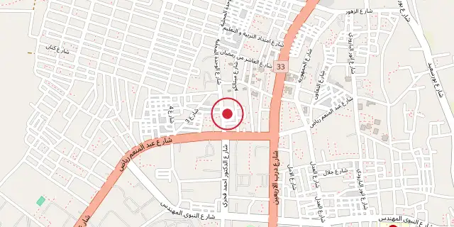 Street map of the area around Kharga Oasis; the red dot marks 25°26′56″N 30°32′24″E