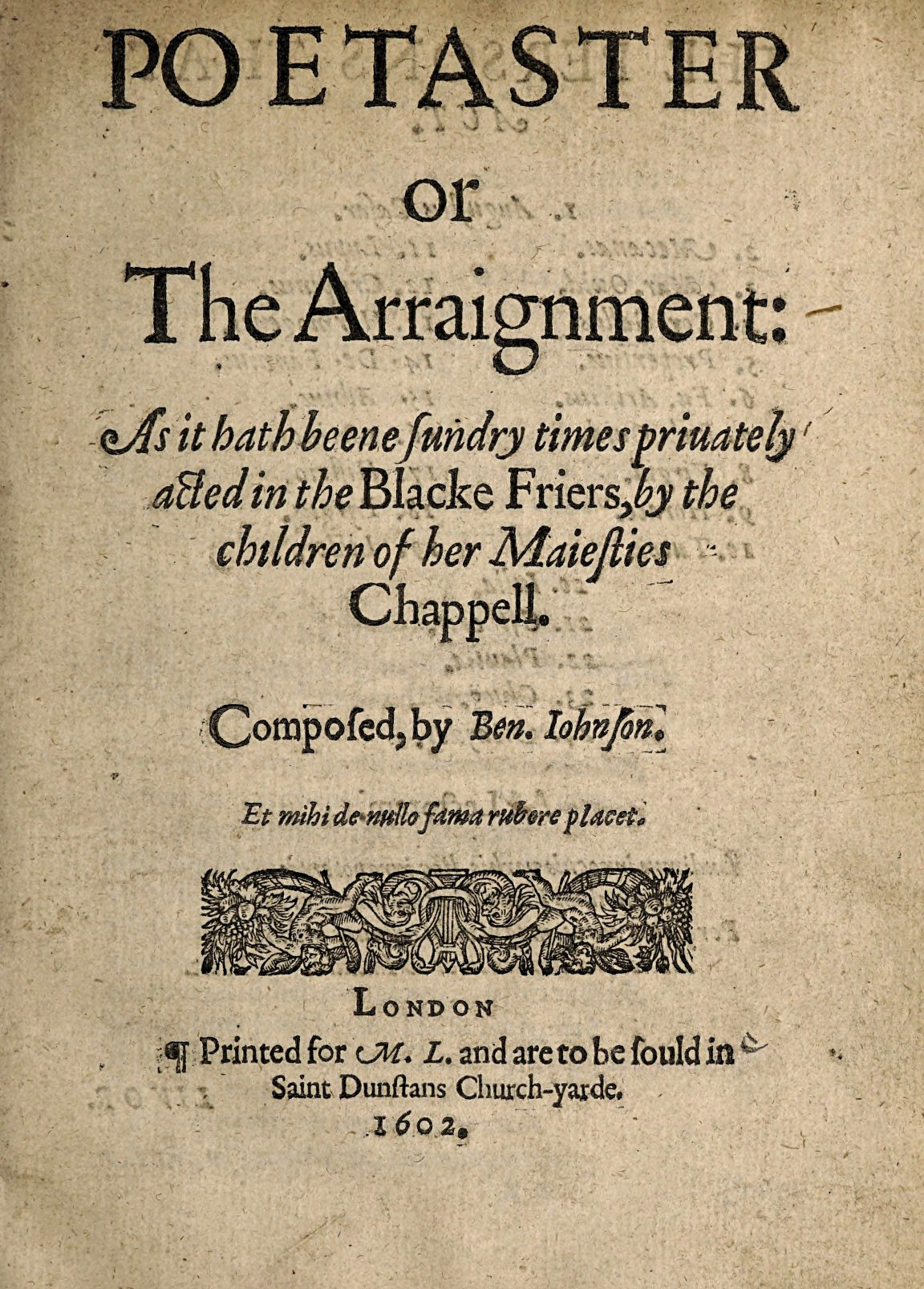 Ben Jonson, Poetaster (1602)
