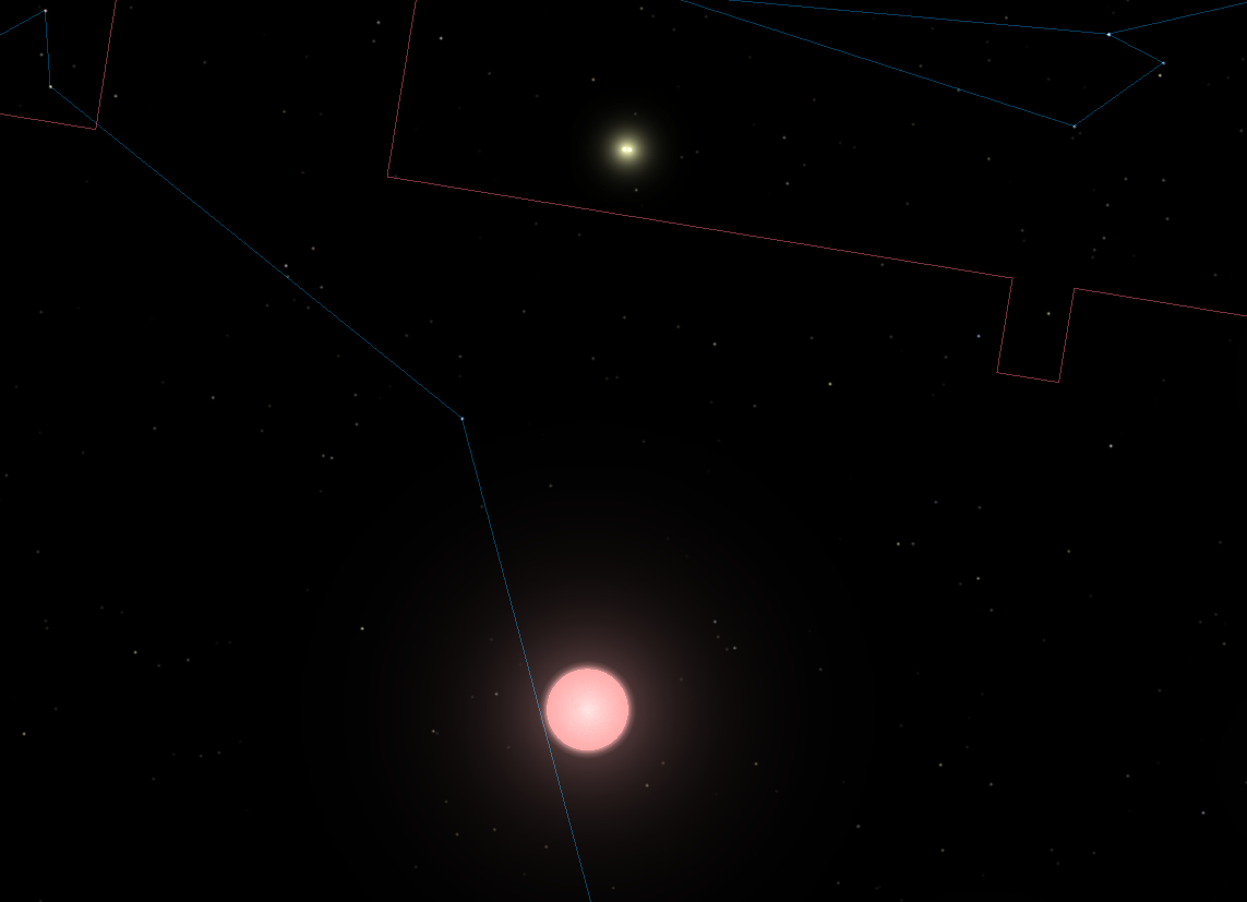 A, B, and Proxima Centauri viewed from Proxima b