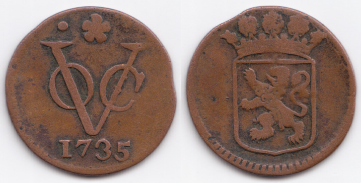 Duit 1735 - Netherlands East-Indies (Dutch East India Company. Holland)