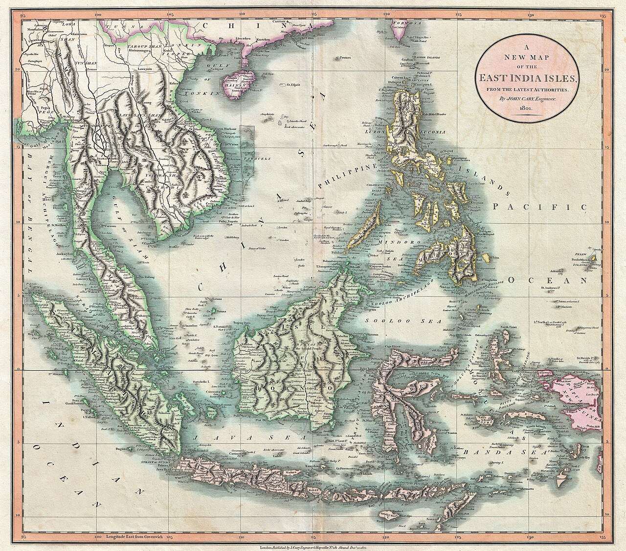 Cary Map of the East Indies and Southeast Asia ( Singapore, Borneo, Sumatra, Java, Philippines) - Geographicus - EastIndies-cary-1801
