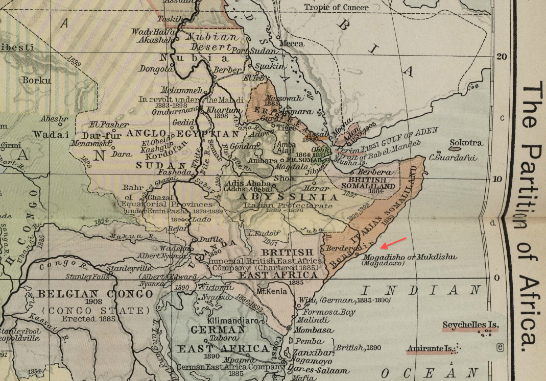 Mogadisho detail map Partition of Africa by William Shepherd BPL m0612008