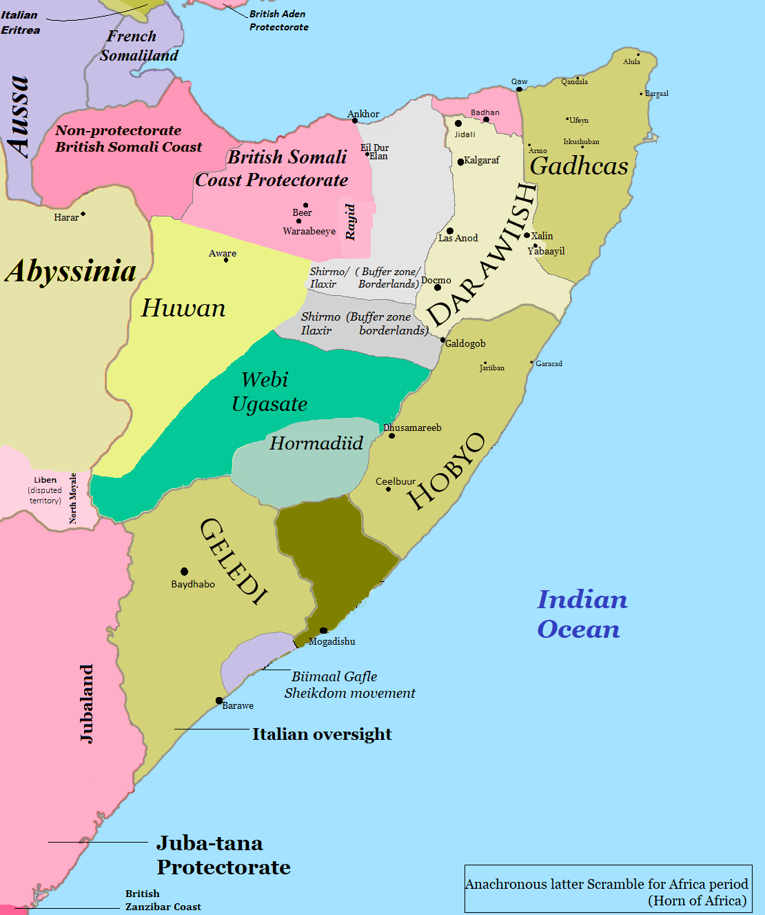 Anachronous latter scramble for Africa period, Horn of Africa