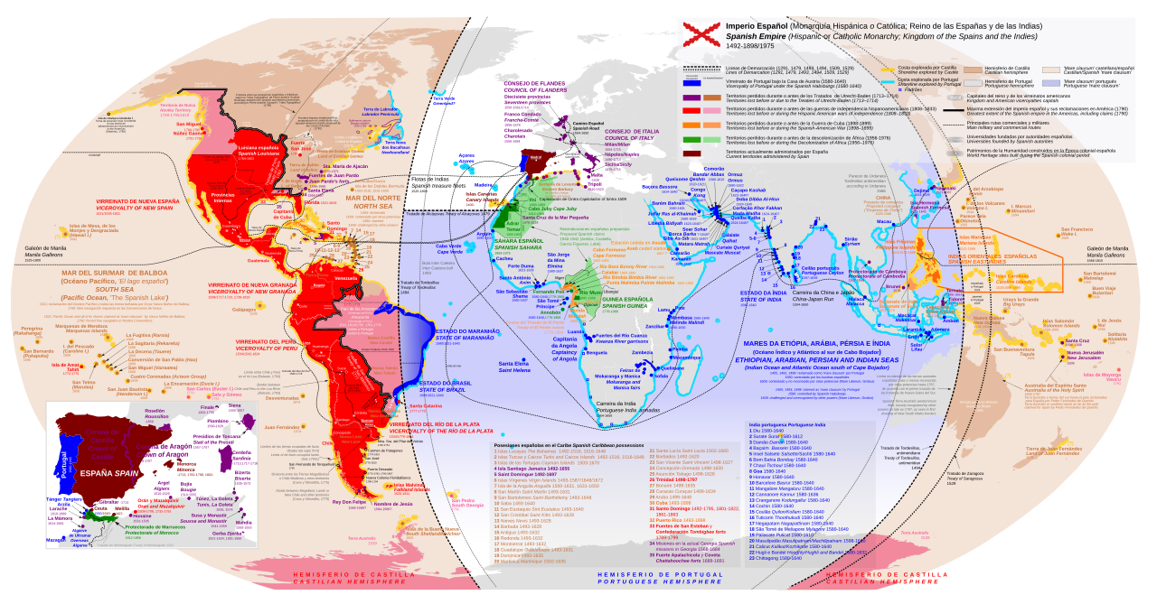 Diachronic map of the Spanish Empire