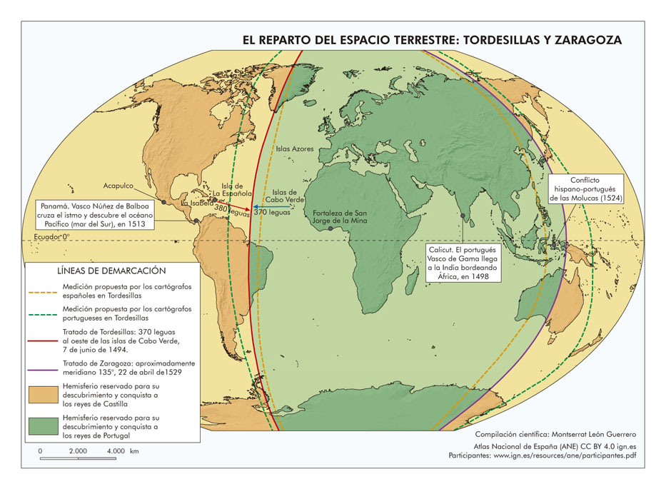 El reparto del espacio terrestre en Tordesillas y Zaragoza, 1494-1529