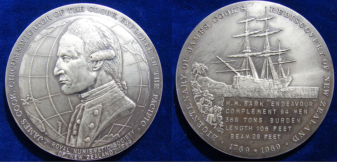 James Cook NZ Bicentennial Silver Medal by James Berry