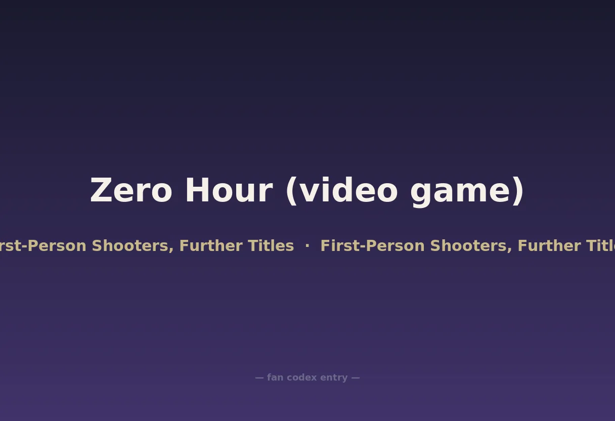 Zero Hour (video game)