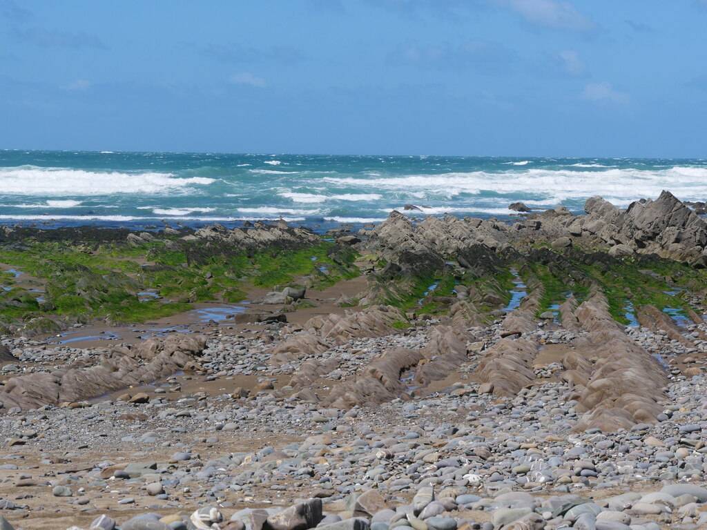 Geological rock uplift, Widemouth Bay - geograph.org.uk
