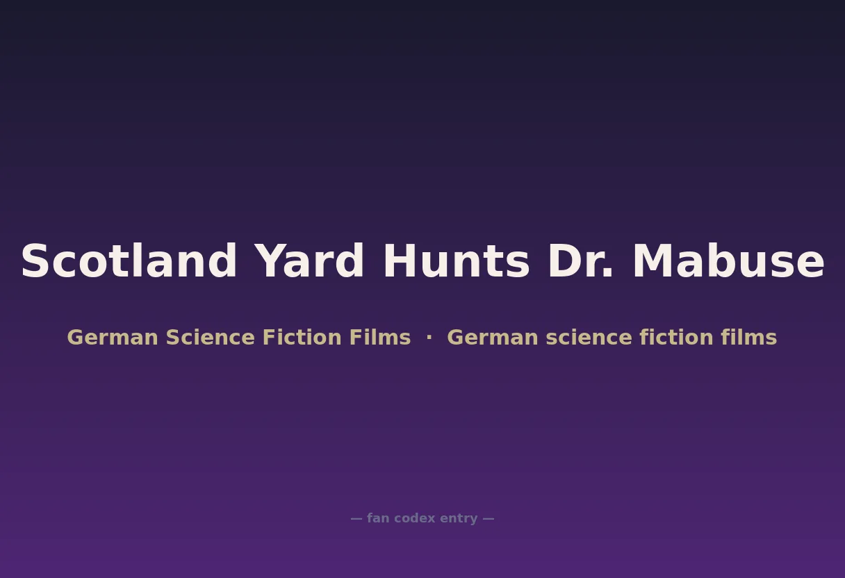 Scotland Yard Hunts Dr. Mabuse
