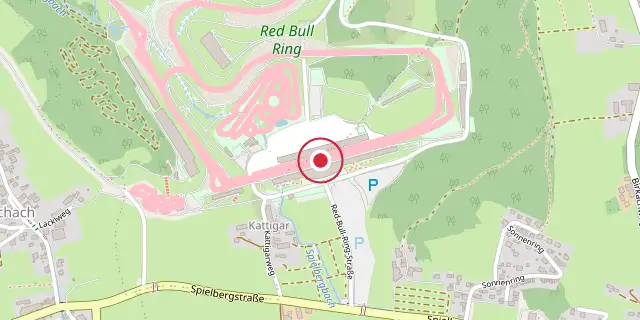 Street map of the area around A1-Ring; the red dot marks 47°13′12″N 14°45′54″E