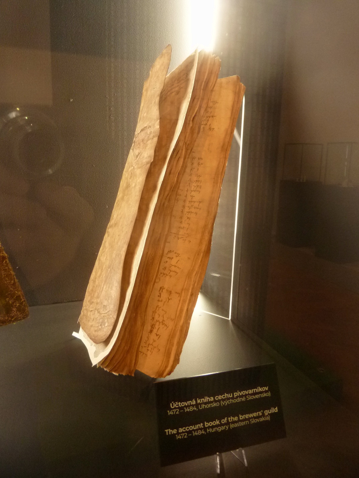 East Slovak Museum in Košice - Experience Gothic exhibit - The account book of the Košice brewers' guild, 1472-1484