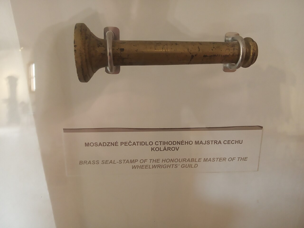 East Slovak Museum in Košice - The Košice Centuries exhibit, Pri Miklušovej väznici 10 - Upper floor, 1st room - Brass seal-stamp of the honourable master of the Wheelwright's Guild of Košice