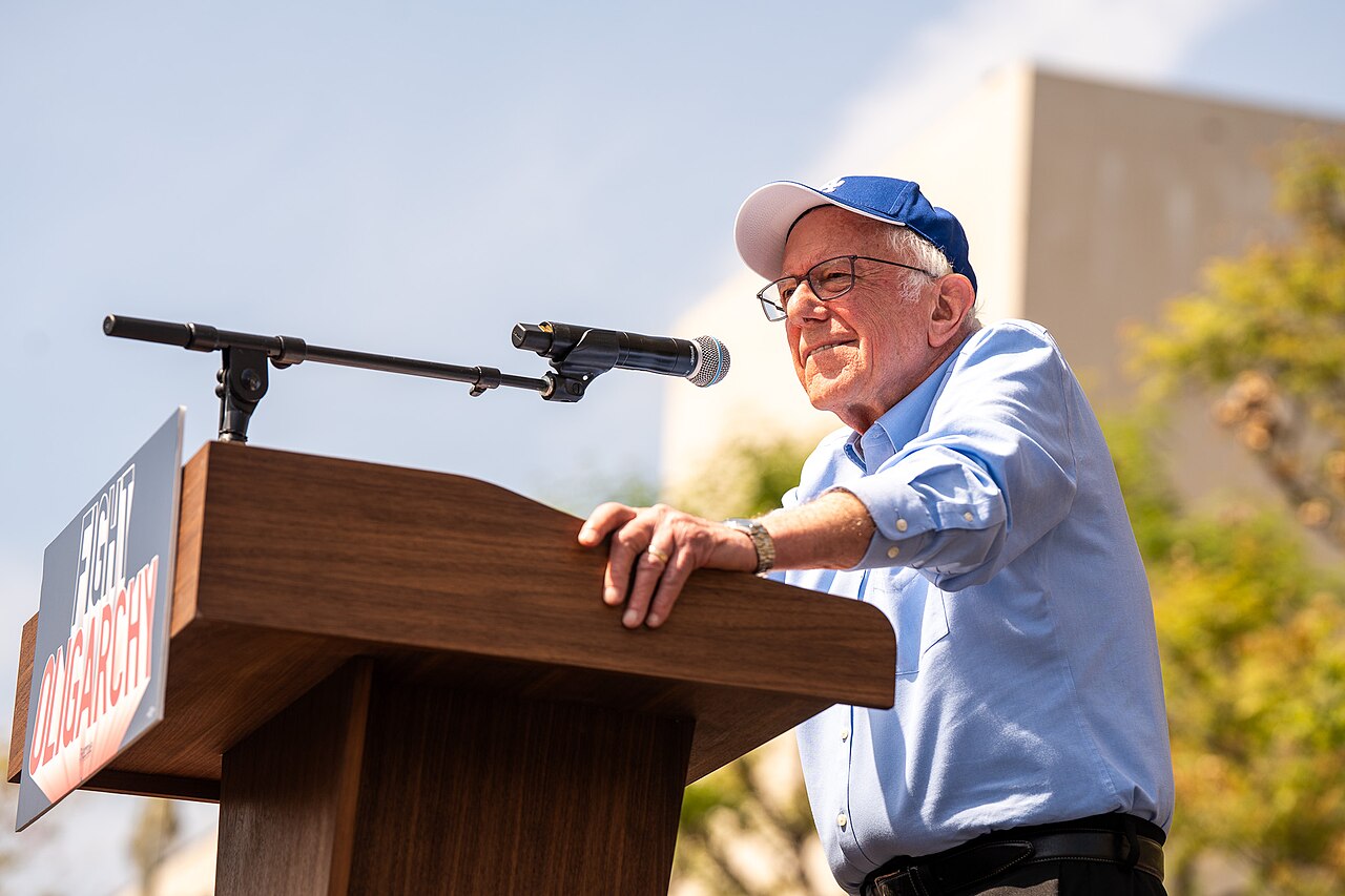 Senator Bernie Sanders speaking at LA Fighting Oligarchy Tour rally