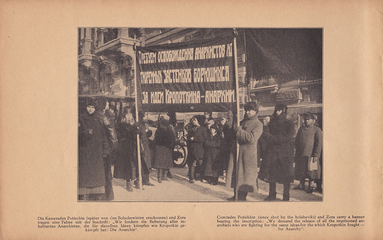 Kropotkin's funerals. Anti-Bolshevik banner