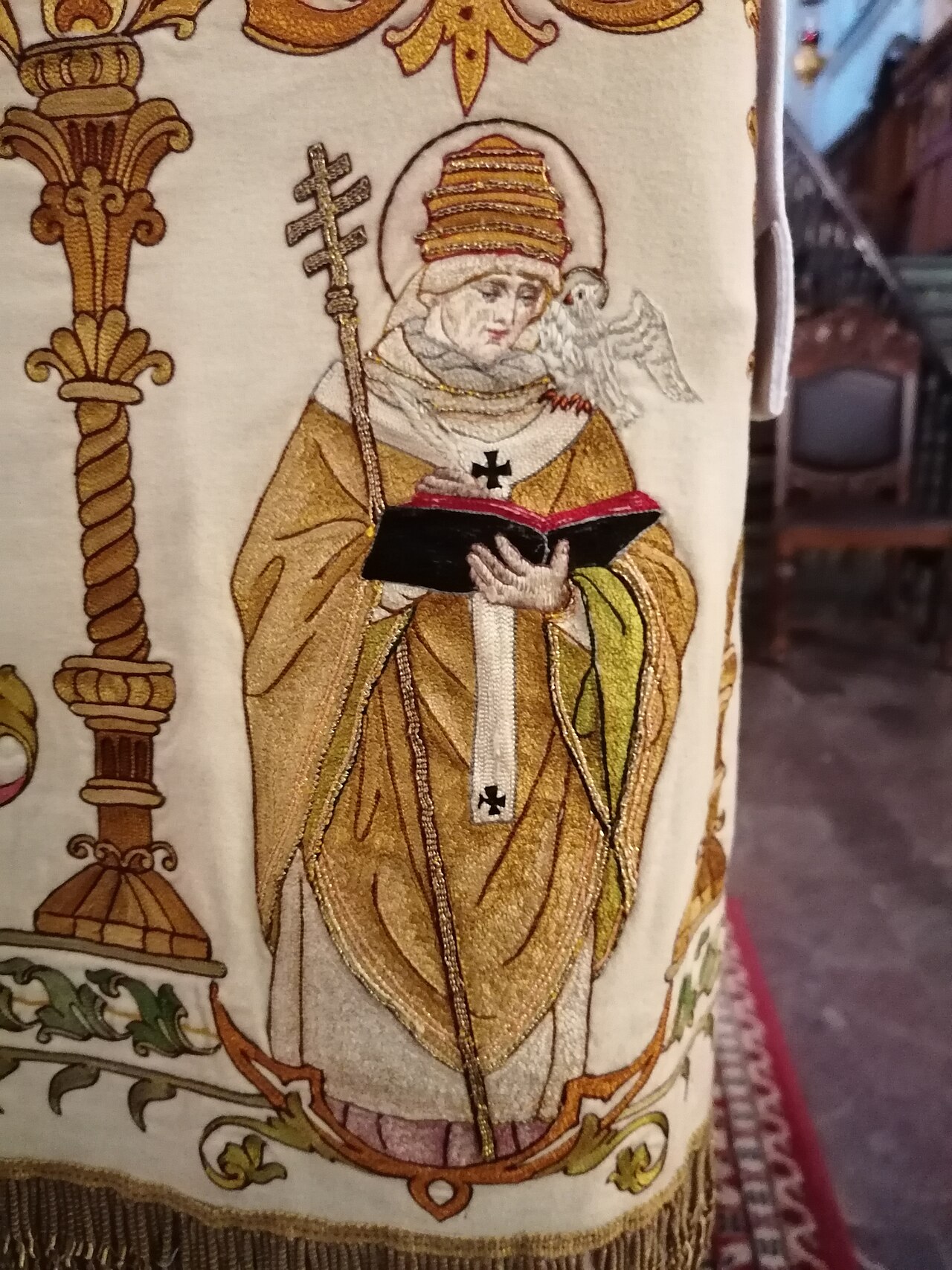 Embroidered antependium from the Basilica in Panewniki Saint Gregory the Great