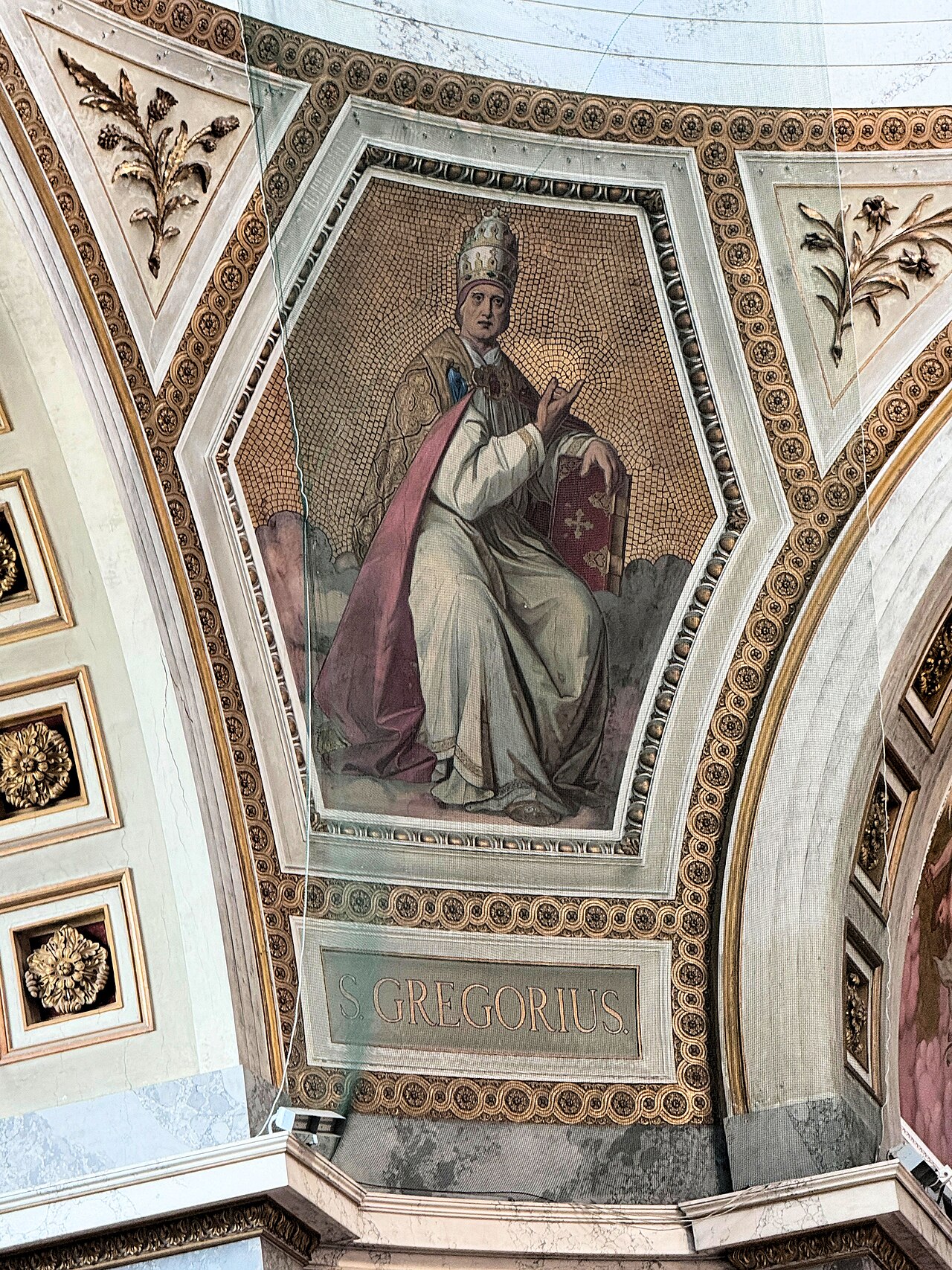 Esztergom, the Basilica, mosaic of Pope Gregory I