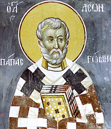 Greek Fresco of Saint Leo I Pope of Rome