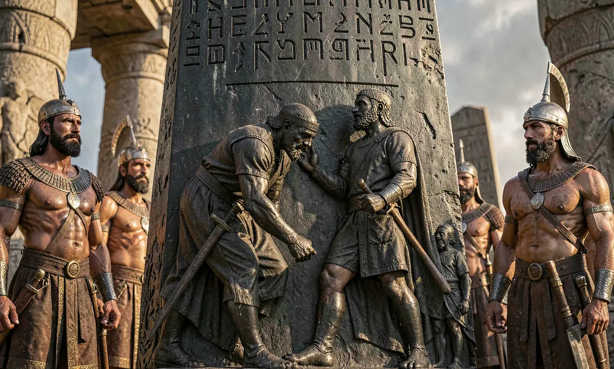 Erection of the Black Obelisk by Shalmaneser III