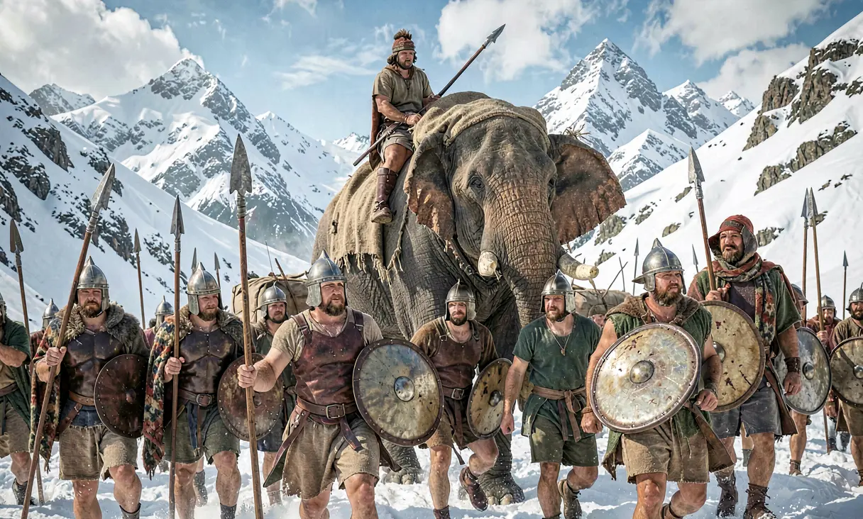 Hannibal Barca Crosses the Alps into Italy