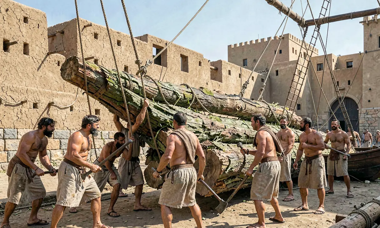 Hiram I of Tyre Supplies Cedar for Solomon's Temple