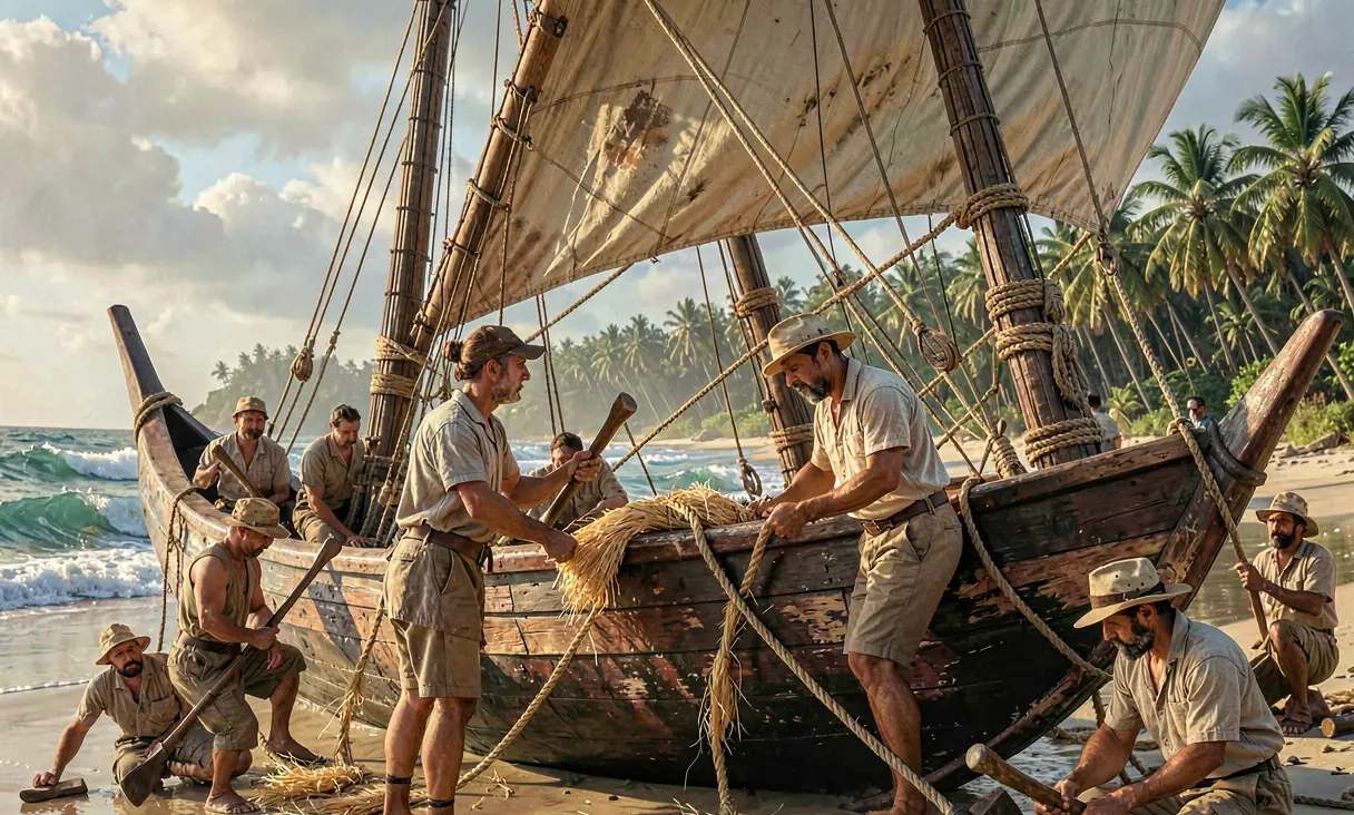Construction of Double-Hulled Voyaging Canoes