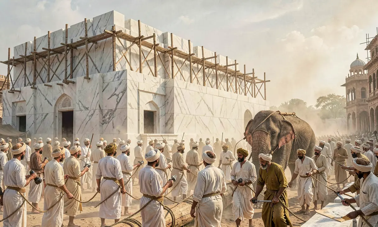 Construction of the Taj Mahal Begins