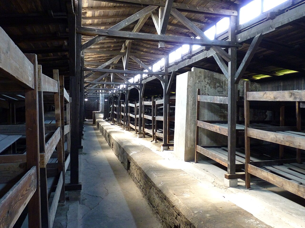 Auschwitz - Bunk beds in Auschwitz-Birkenau